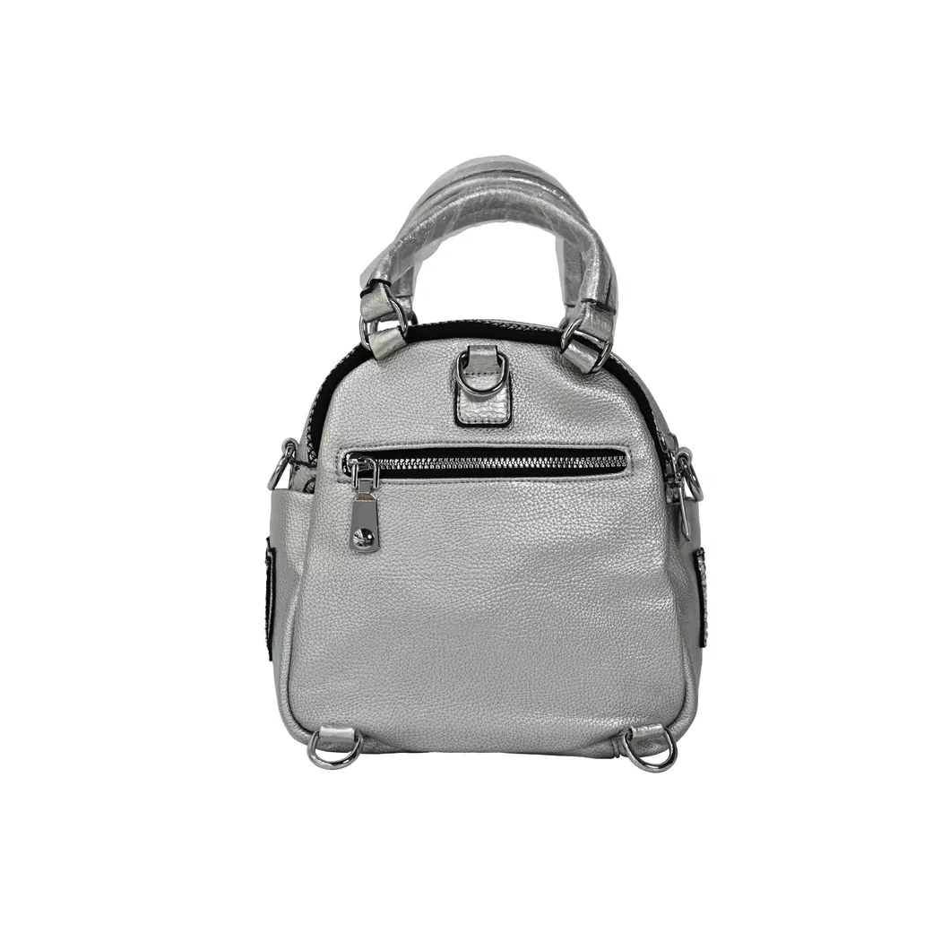 Stylish Silver Mini Backpack for Women&prime;s Daily Use