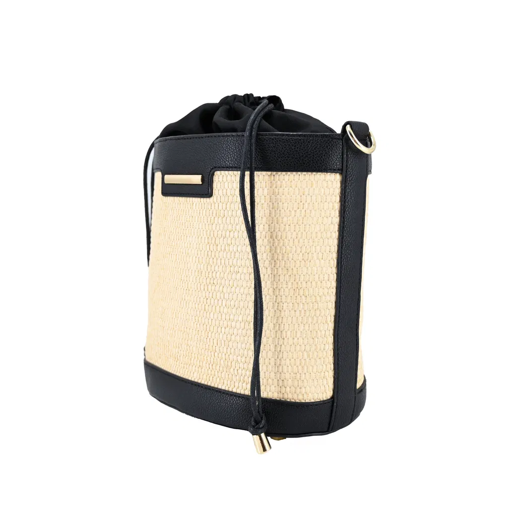 Chic Black and Brown Minimalist Bucket Bag for Fashionable Women