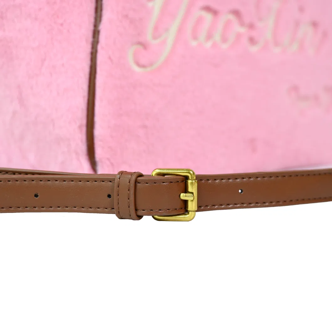 Trendy Customizable Pink Fluff Fabric Tote Bag for Women