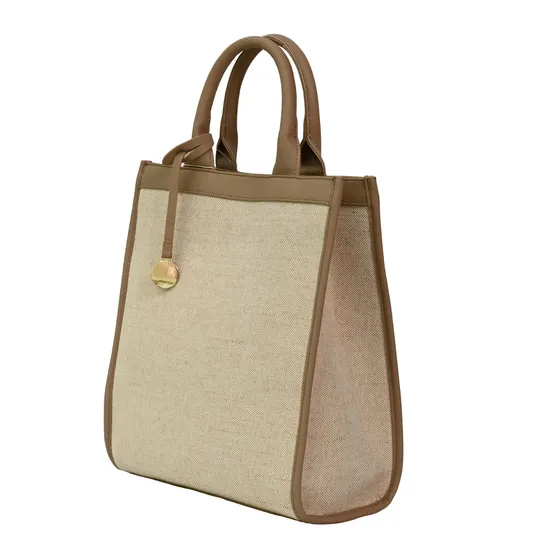 Chic Women′s Tote Bag with Elegant Brown Accents for Shopping