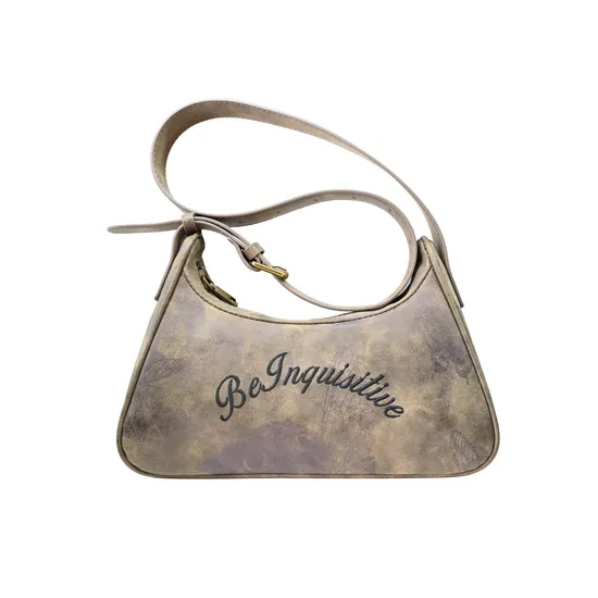 Chic Minimalist Women′s Crossbody Bag with Vintage Brown Accents