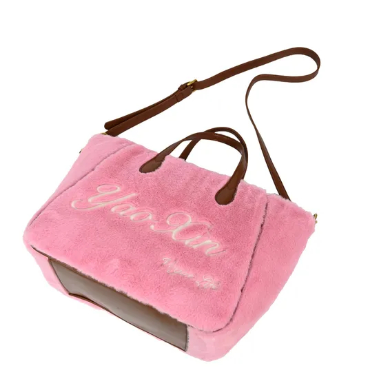 Chic Pink Faux Fur Tote Bag for Stylish Women