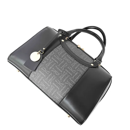 Trendy off-Black Round Handbag with Stylish Accessory for Women