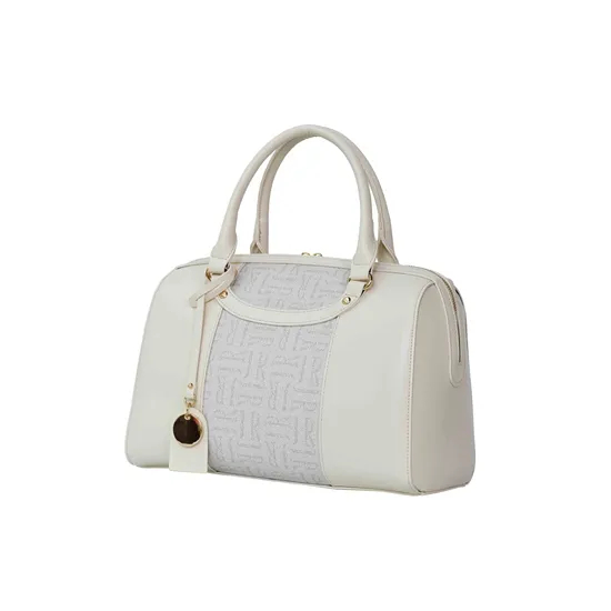 Elegant off-White Handbag with Stylish Cylindrical Design for Women