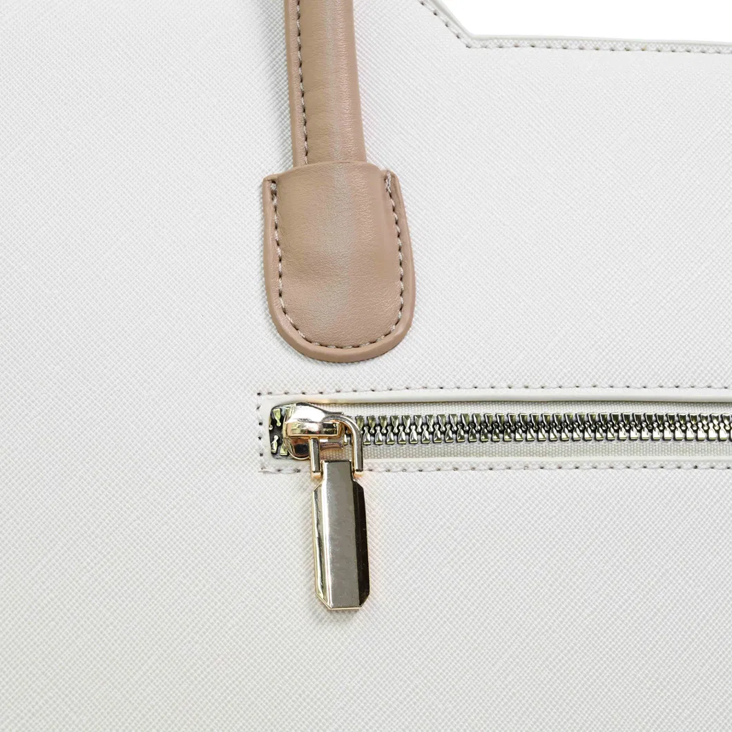Refined Minimalist Tote Bag for Women in Beige-Brown PU Leather