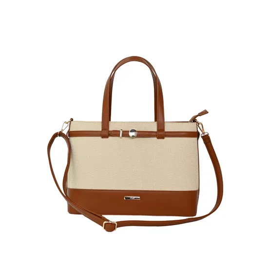 Chic Brown Women′s Zip-Top Shoulder Bag for Daily Use