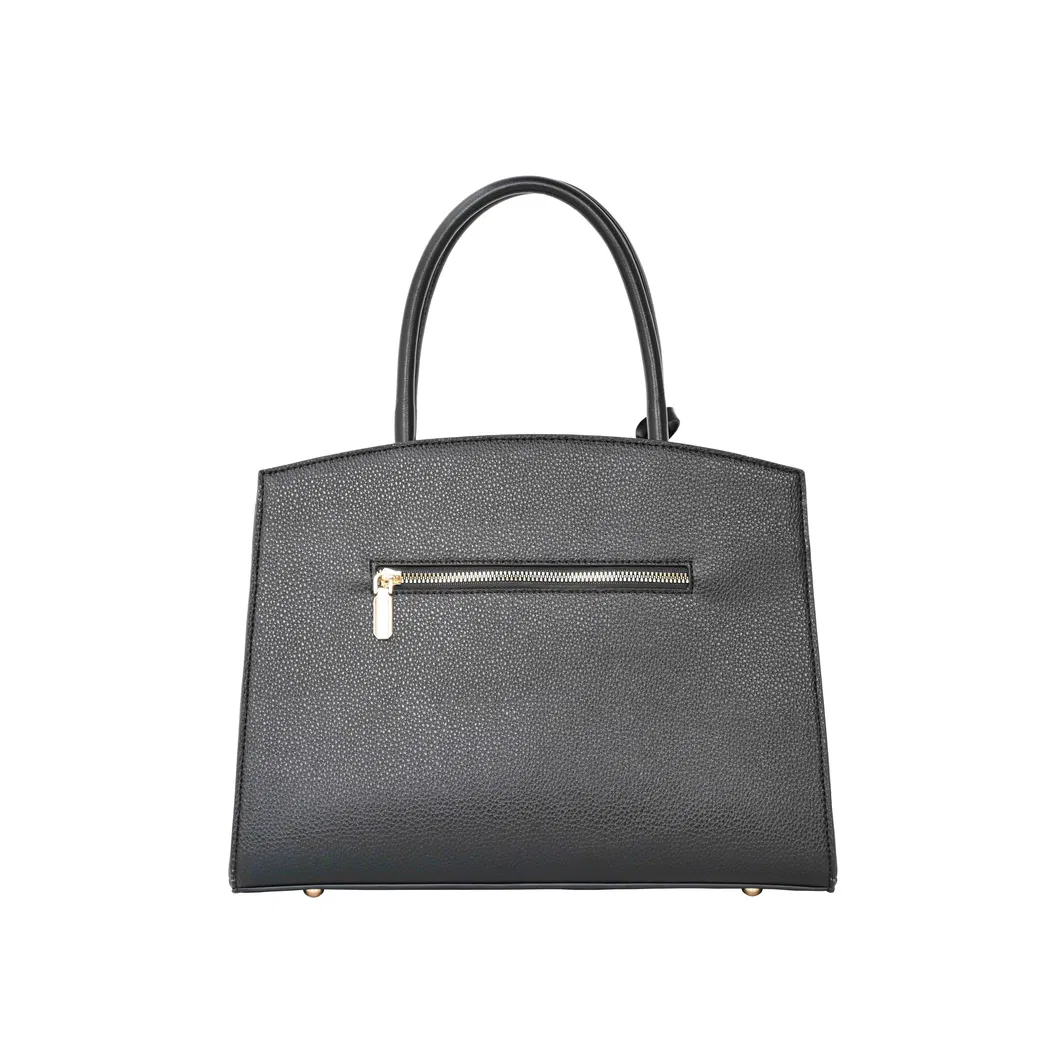 Ladies&prime; Tote Handbag with off-Black PU Splicing and Simple Design