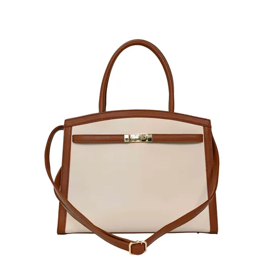 Sophisticated Brown Handbag for Women with Striking Gold Buckle Detail