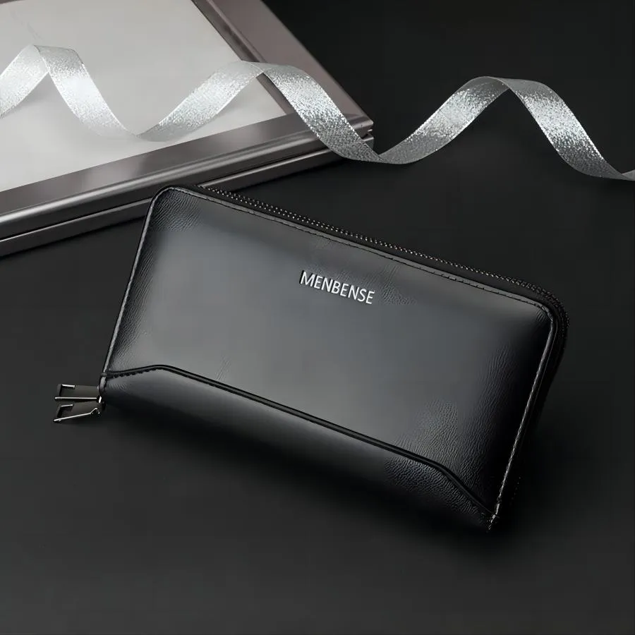 Minimalist and Elegant Black PU Men&prime;s Wallet and Card Holder