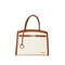 Sophisticated Brown PU Tote Bag with Gold Lock Accent for Timeless Style