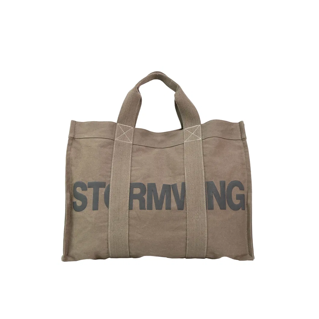 The Brown Essential: Canvas Tote Bag with Subtle Lettering