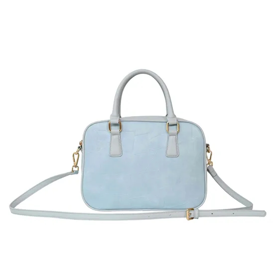 Stylish Blue PU Handbag for Women with Adjustable Strap