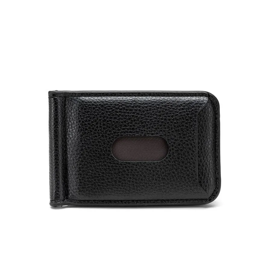 Simple Button Design Black Men&prime;s Wallet and Card Holder