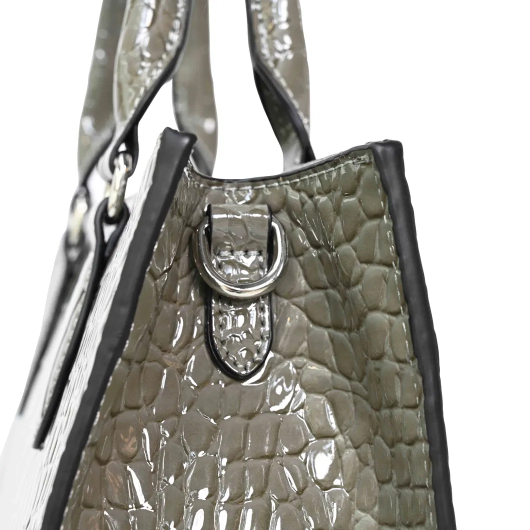 High - Silver Grey Crocodile - Print Fashion Handbag for Commuting