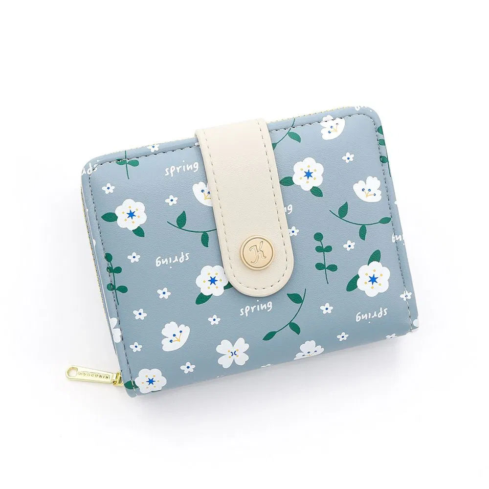 Refreshing Small Floral Design Ladies&prime; Wallet in Morandi Color Tones