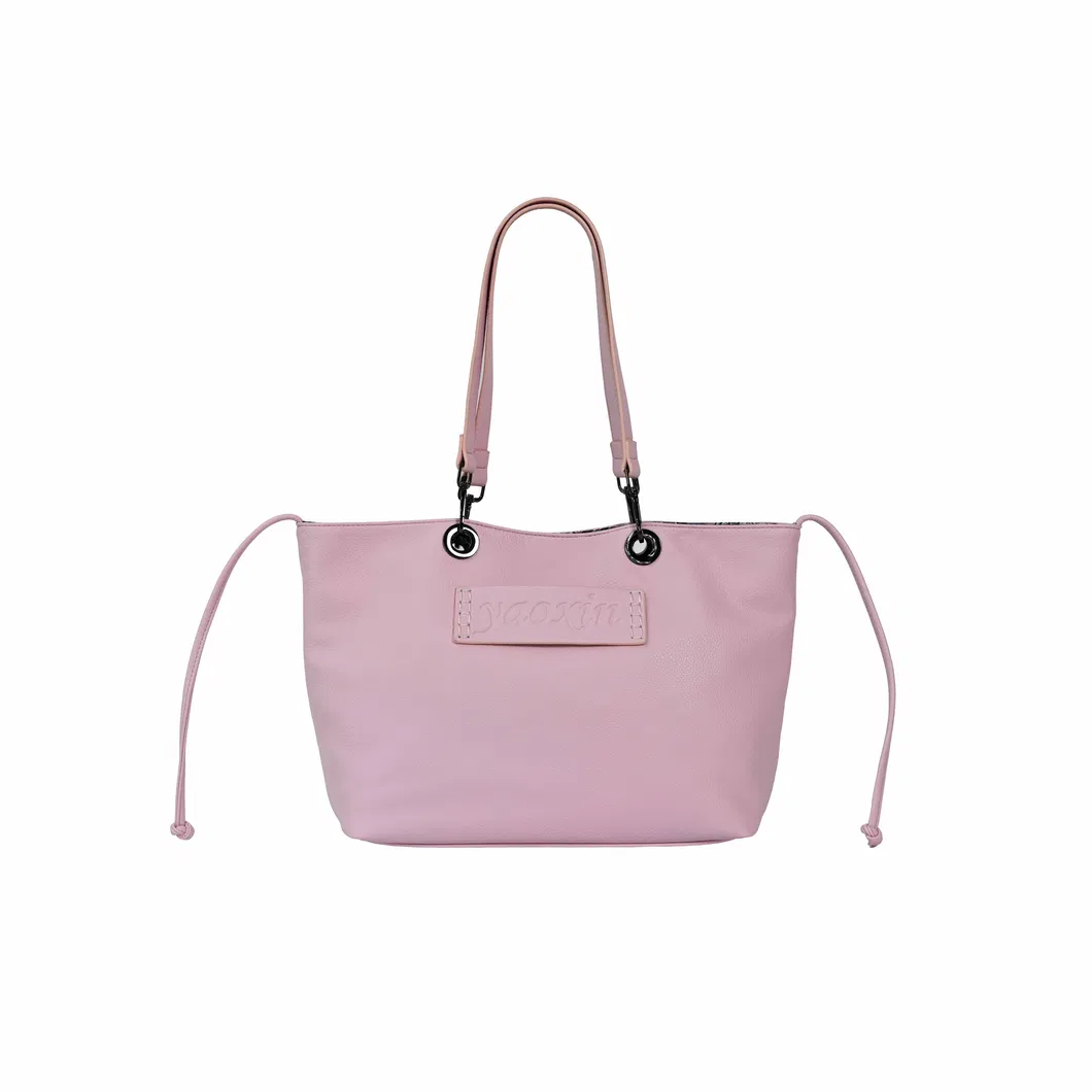 Rose Radiance: Chic Leather Tote Bag in Soft Pink