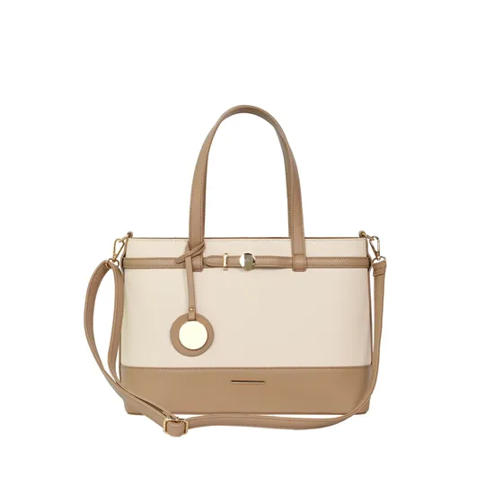 Elegant Beige-Brown PU Leather Tote Bag for Stylish Women