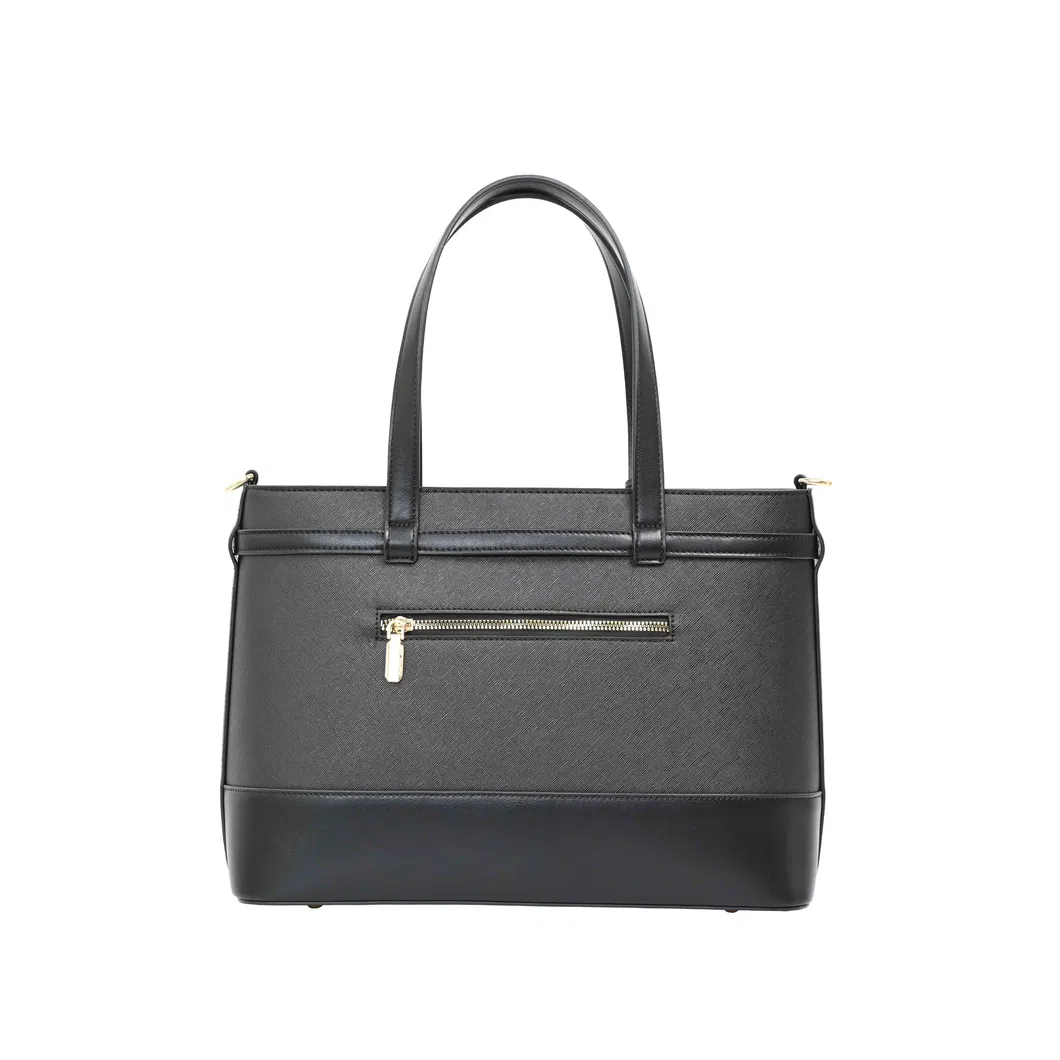 Elegant Black PU Leather Tote Bag with Masterclass in Minimalist Sophistication
