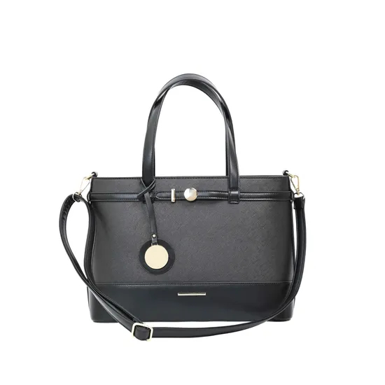 Elegant Black PU Leather Tote Bag with Masterclass in Minimalist Sophistication