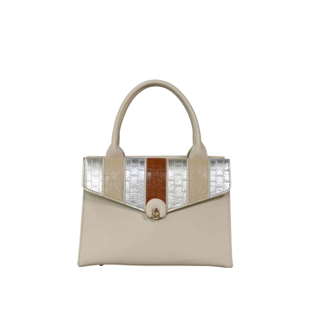 Timeless off-White Handbag: Sophisticated Style with Silver Accents
