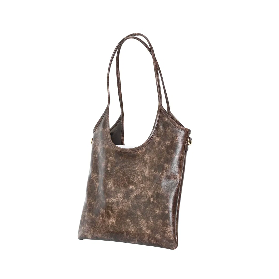 Vintage Brown Textured Women&prime;s Shoulder Tote Bag for Everyday Use