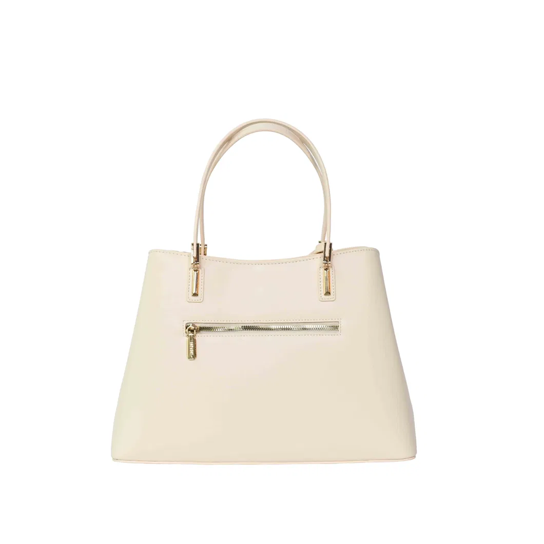 Elegant Women&prime;s Handbag with Chic Beige and Brown Accents