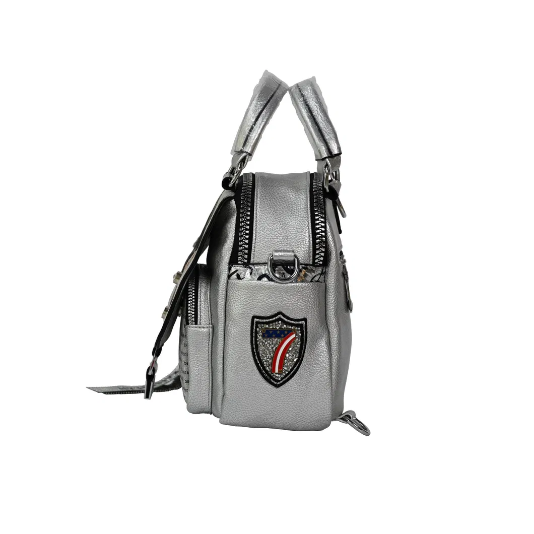 Glossy Silver Mini Backpack: Sleek and Stylish for Travel Enthusiasts