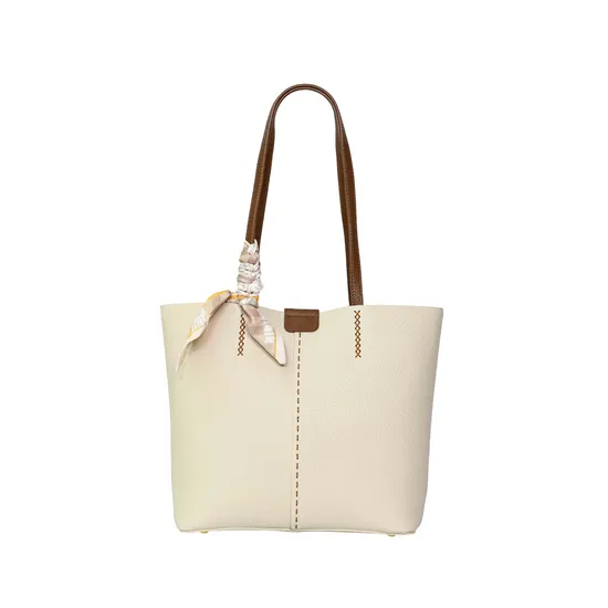 a Stylish and Minimalist Designer Leather Underarm Handbag with a Silk Scarf Braided Flower Design