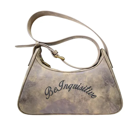 Women′s Chic Minimalist Crossbody Bag with Vintage Brown Highlights