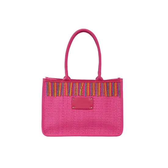 Stylish Magenta Women′s Tote Bag with Trendy Tassel Accents