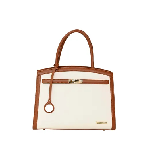 Chic Brown PU Tote Bag for Women with Gold Lock Detail