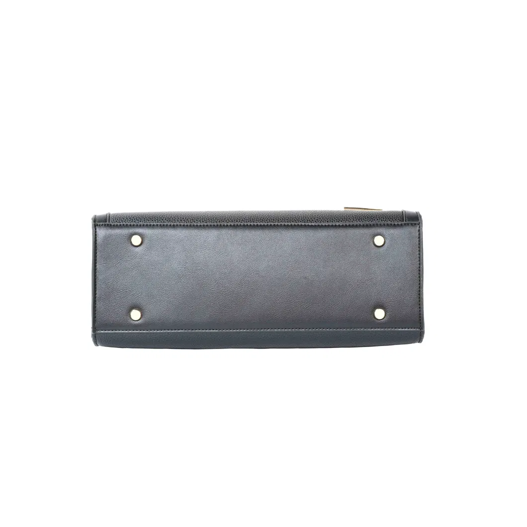 Ladies&prime; Tote Handbag with off-Black PU Splicing and Simple Design