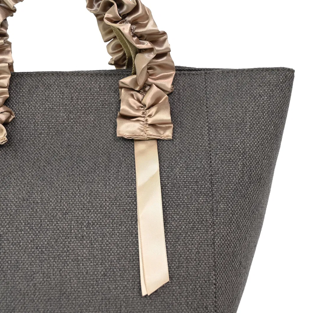 Stylish Women&prime;s Tote Bag with Chic Brown Ribbon Accents