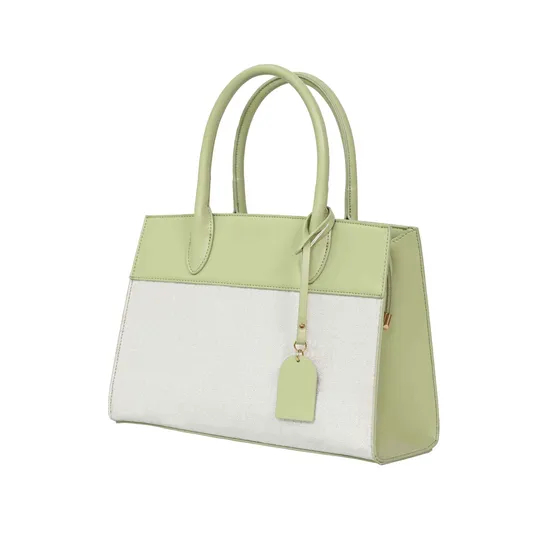 Chic off-White and Green Splicing Tote Handbag for Women