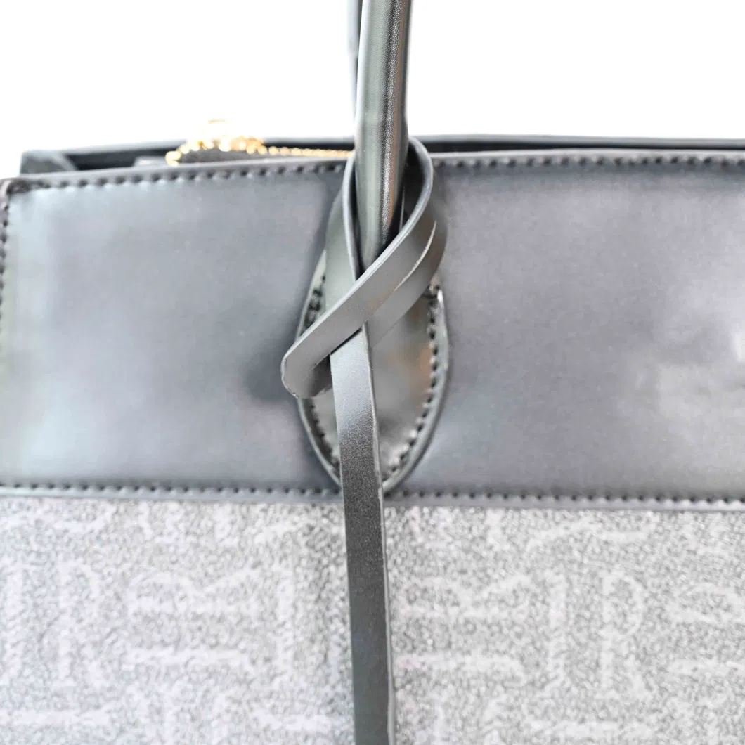 Women&prime;s Tote Handbag with off-Black Splicing and Simple Design