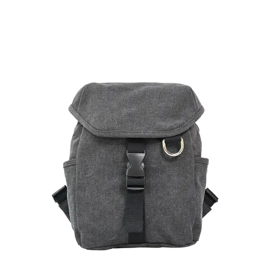 Sleek Gray Backpack: Minimalist Design with Buckle Accents