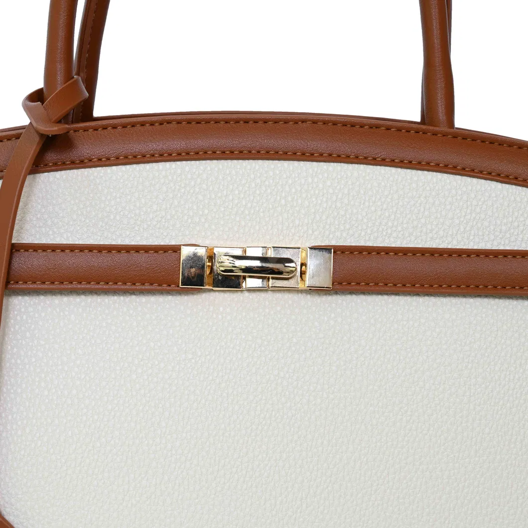 The Brown Essential with PU Tote Bag with Gold Lock Detail