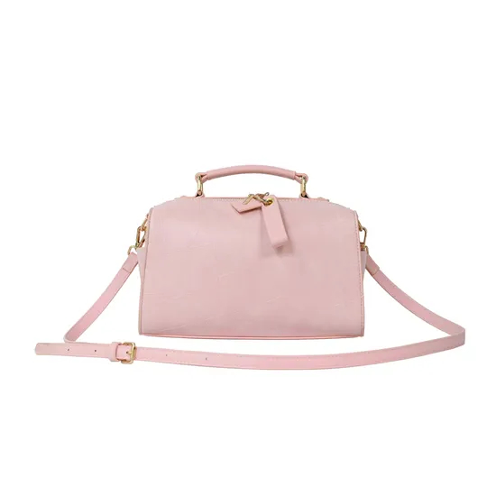 Chic Pink PU Handbag with Versatile Shoulder Strap for Women