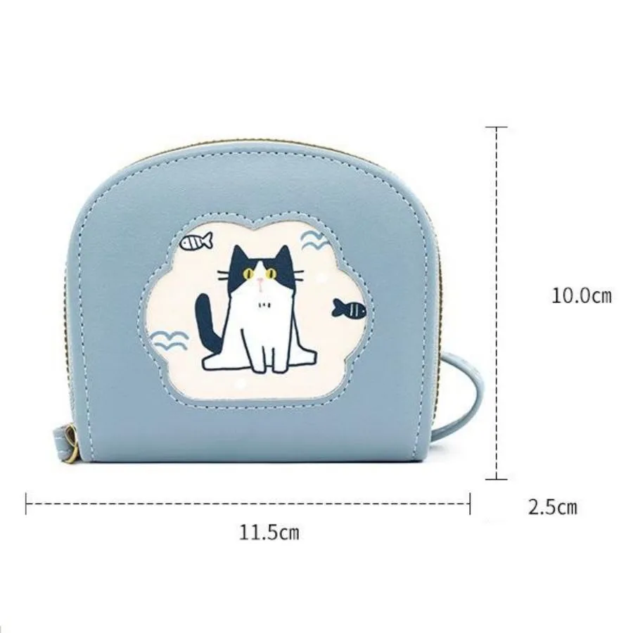 Cute Cartoon Cat Design Women&prime;s Coin Purse Wallet