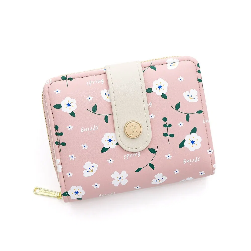 Refreshing Small Floral Design Ladies&prime; Wallet in Morandi Color Tones