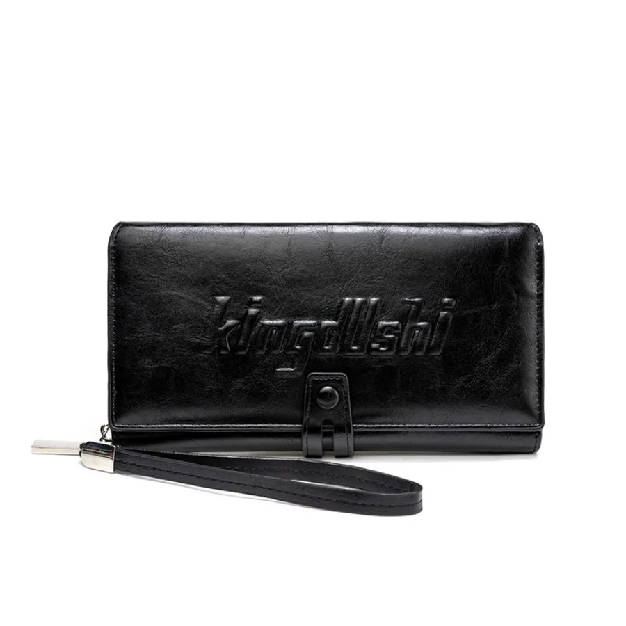 Premium PU Glossy Men&prime;s Wallet with Letter Print Design in Black and Brown