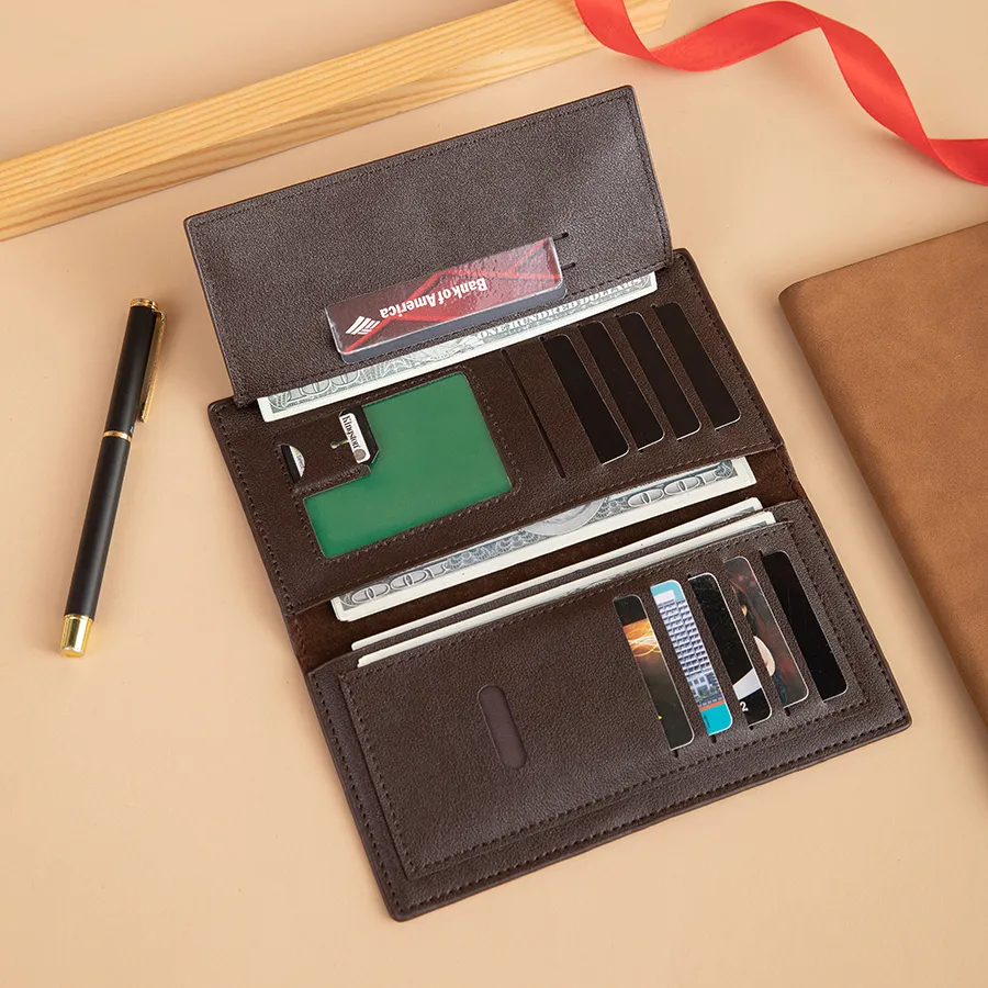 Vintage-Textured Black and Brown Men&prime;s Wallet and Card Holder