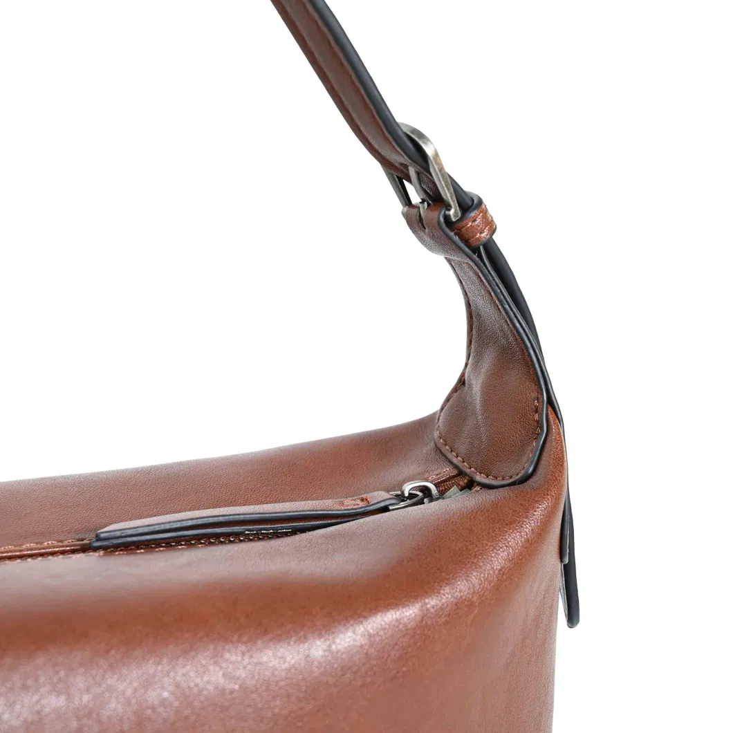 Stylish Brown PU Leather Crossbody Tote Bag for Women