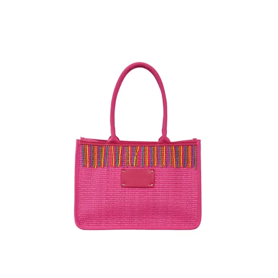 Vibrant Magenta Tote Bag with Tassel Detail - Bold & Eye-Catching Style