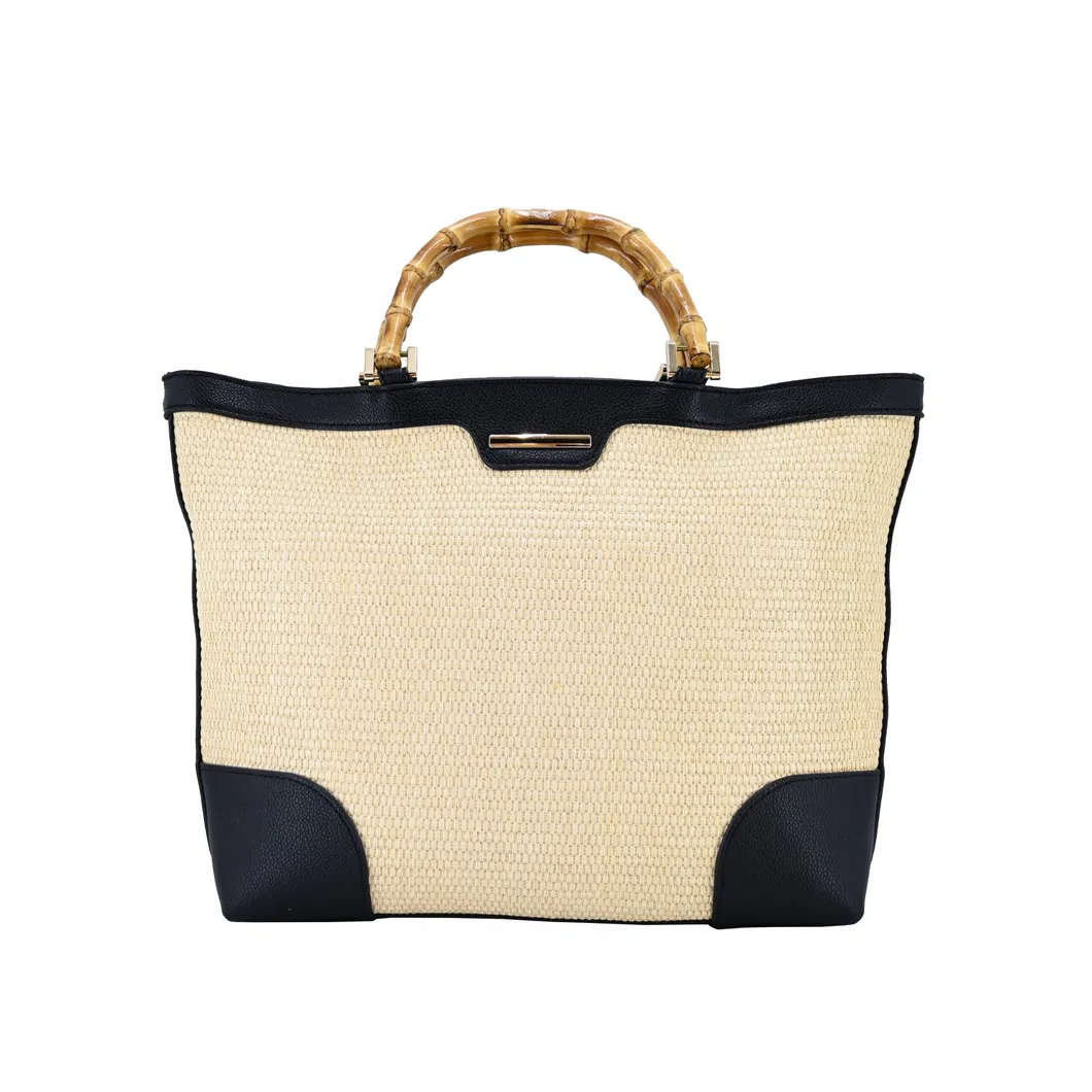 Sustainable Style: Woven Tote Bag with Bamboo Handles for The Eco-Chic Woman
