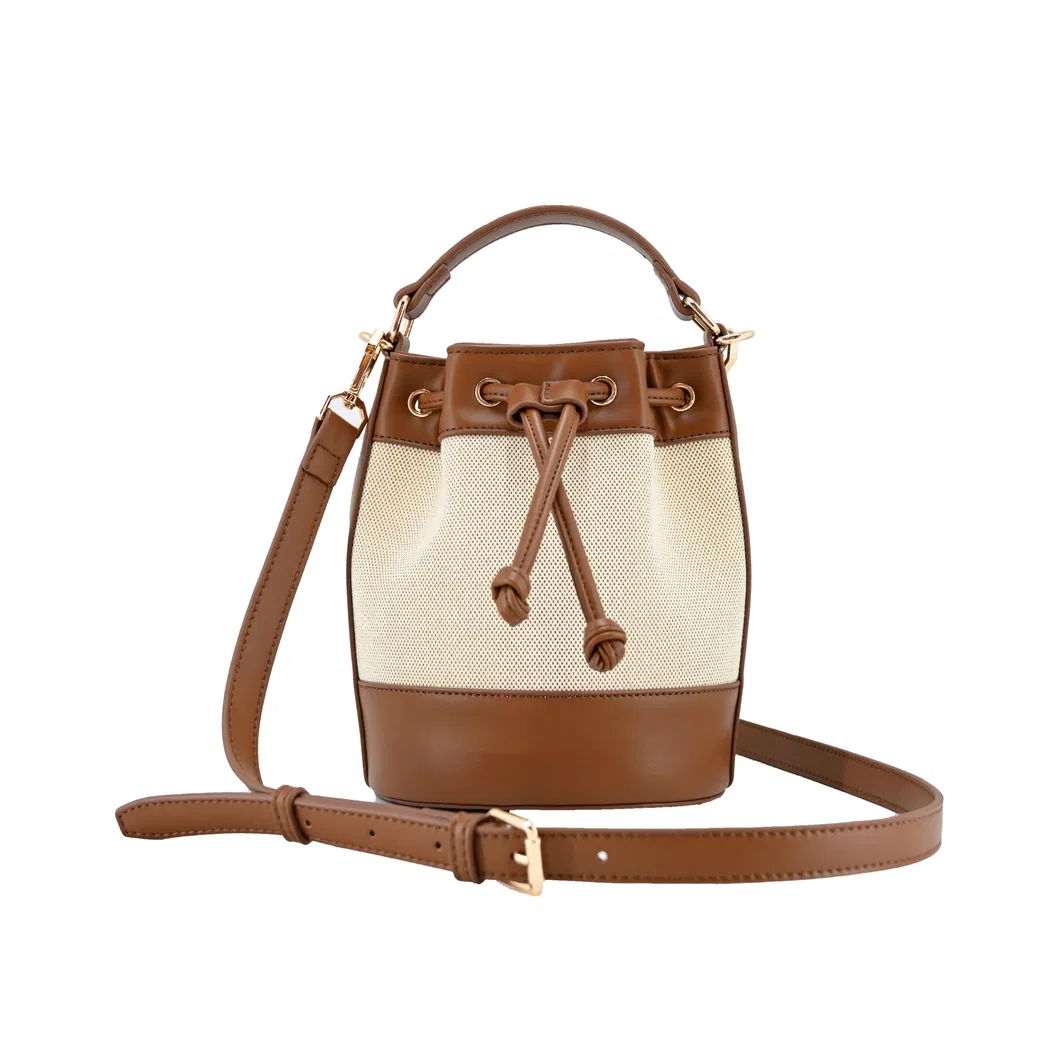 Chic Brown PU Leather Backpack: Modern Drawstring Design for Women