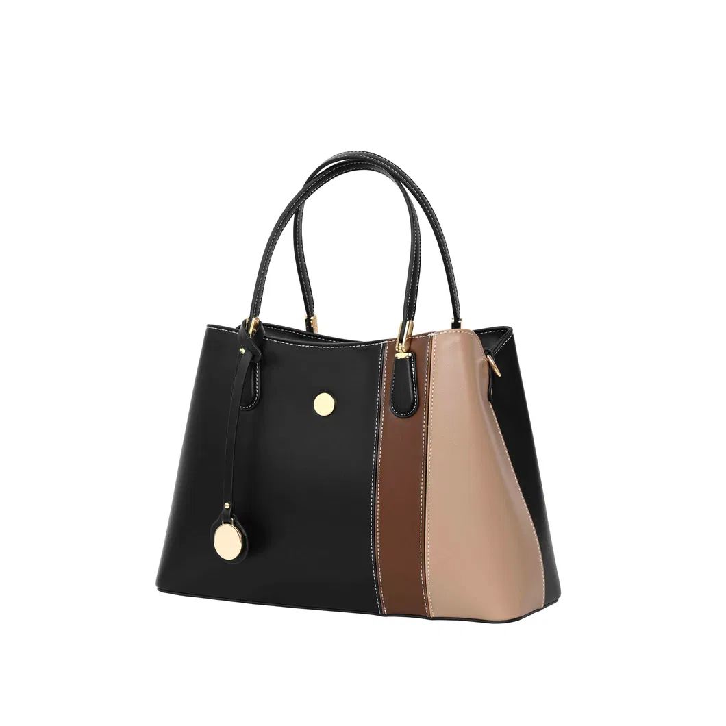 Trendy Brown and Black Patchwork Tote Bag for Fashionable Women