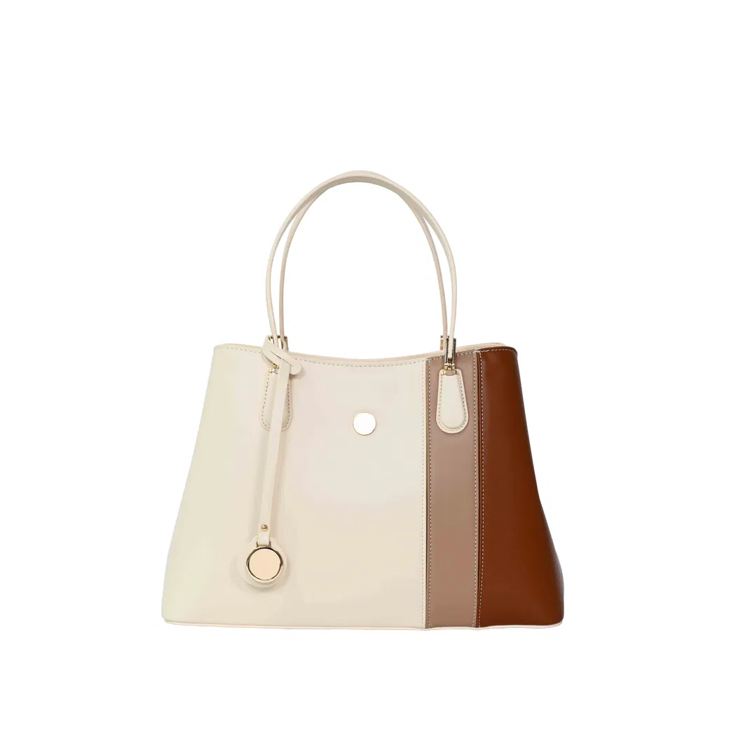 Elegant Women&prime;s Handbag with Chic Beige and Brown Accents