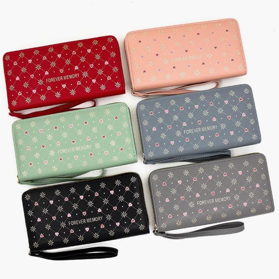 Stylish Diamond Heart Design Zippered Women&prime;s Wallet and Card Holder