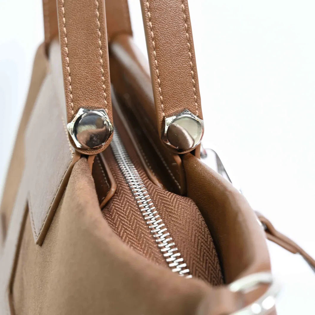 Fashionable Versatile Minimalist Brown Leather Tote Bag Shoulder Bag with Texture Style Backpack